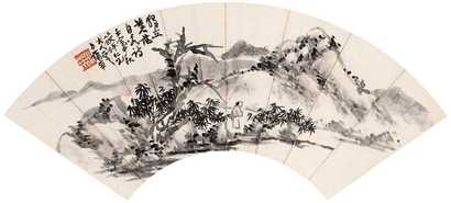蒲华 光绪二十八年(1902)作 独立苍茫图 扇面